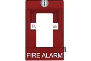 Pznen Fire Alarm Single Rocker Wall Plate Decorator Rocker Switch Plate 1 Gang Light Switch Cover Electrical Switchplate Decorative Faceplate Standard Size 4.5 x 2.76 Inch