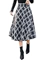 IDEALSANXUN Women’s Wool High Waist Plaid A-line Skirt