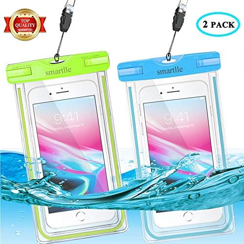 smartlle Universal Waterproof Phone Pouch, Large Phone Waterproof Case Underwater Dry Bag for iPhone XS Max, XR, XS, X, 8, 7, 6 Plus, Galaxy S10 + S9+ S8+,Note10, Soft Pouch for all Home Button-2 Pack