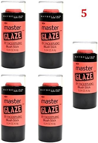 (Pack of 5) - Maybelline New York Face Studio Master Glaze Glisten Blush Stick, 30 Coral Sheen, 0.24 Ounce