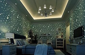 Ylcj Wallpaper Glow Effect Night Sky Design Stars And Moon