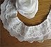 5y 3-Layer Pleated Organza Lace Edge Ribbon Gathered Mesh Chiffon Ruffle Trim 65mm Width (White)