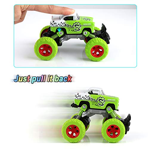image for BBLIKE Pull Back Cars Toys, 4-Packs Monster Trucks Inertia Toys Fricti