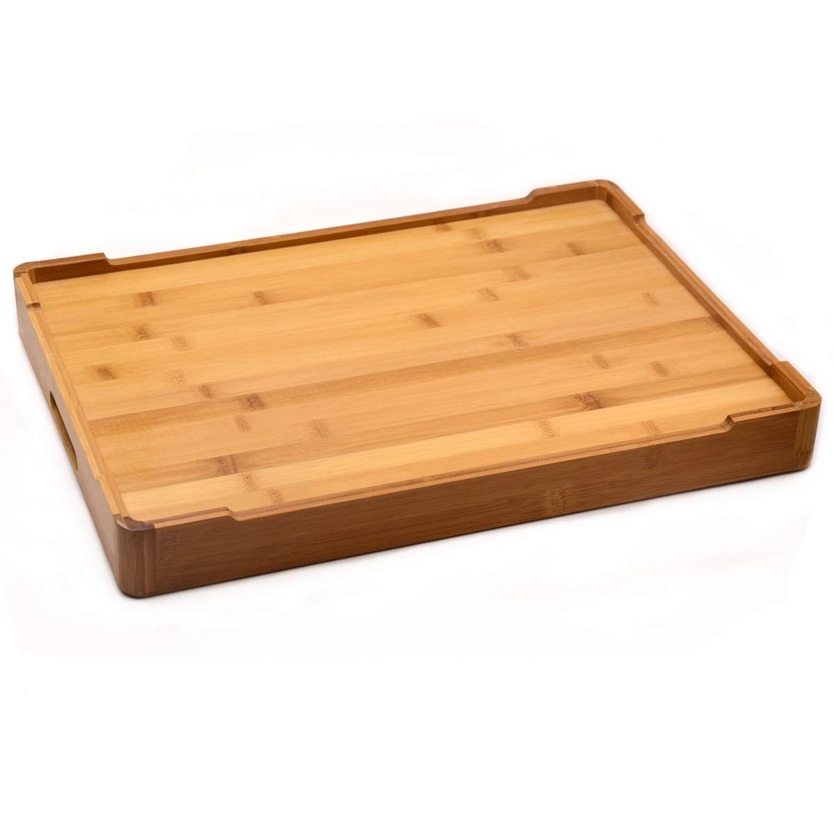 Bamber Extra Large Bamboo Serving Tray with Handles Decorative Coffee