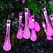 Qedertek Solar Halloween String Lights 19.2 Ft 8 Modes 30 Water Drop LED, Solar Lights for Garden Decorations, Fence, Patio, Xmas, Wedding, Party and Holiday (Pink)