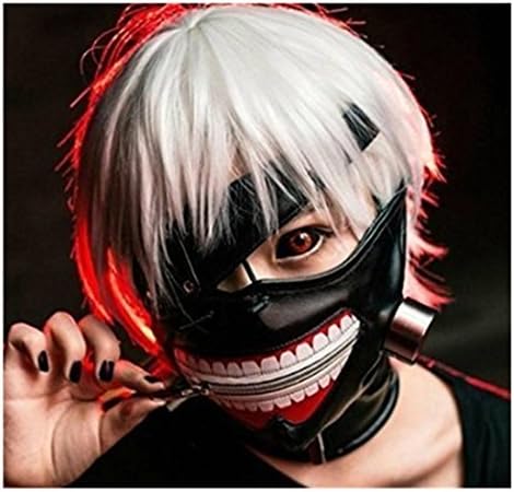 MLgirldress Tokyo Ghoul Kaneki Ken Cosplay Mask Halloween Party Cool Mask Prop Zipper Black
