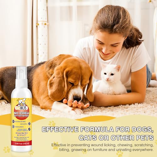 No Chew Spray for Dogs Bitter Apple Spray for Puppies Stop Dogs from Chewing Furniture Spray Anti Licking for Dog Yuck Bitter Spray Deterrent Formula for Puppies and Cats Alcohol Free Gentle on Skin