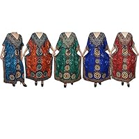 Mogul Wholesale 5 Pcs Lot Womens Caftan Evening Beach Cover Up Kaftan Maxi Dress