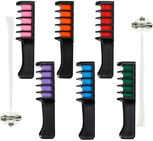 Lictin 8 Packs with 6 pcs Color Hair Chalk Comb Shimmer Hair Dye Chalk Comb Temporary Hair Color Cream Natural Hair Chalk and 2 LED Hair Clips for Halloween Christmas Party Supplies