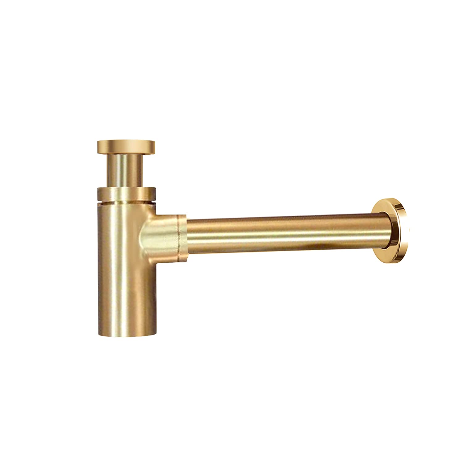 Brushed Brass | Basin Waste Bottle Trap | Drain Round Minimalist and Extension Tube | Stop Bad Smell Drifting into Bathroom (Brushed Brass Finish) )