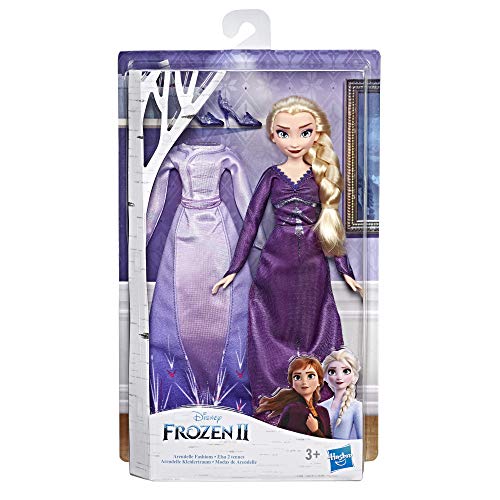 Disney Die Eiskönigin Arendelle Kleidertraum ELSA Modepuppe mit 2 Outfits, lilafarbenes Nachthemd und Kleid, inspiriert… – Bild 5