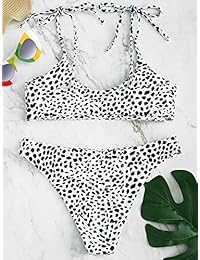 Bañador triangular para dama sexy con corbata y cordones acanalados