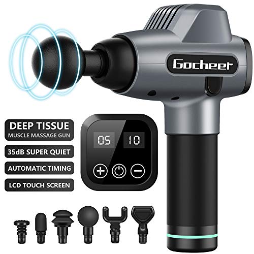Gocheer Muscle Massage Gun, Deep Tissue Massager for Athletes Electric Handheld Portable Massaging Gun for Pain Relief 5 Speed Adjustable Professional Percussion Fascia Gun,Super Quiet