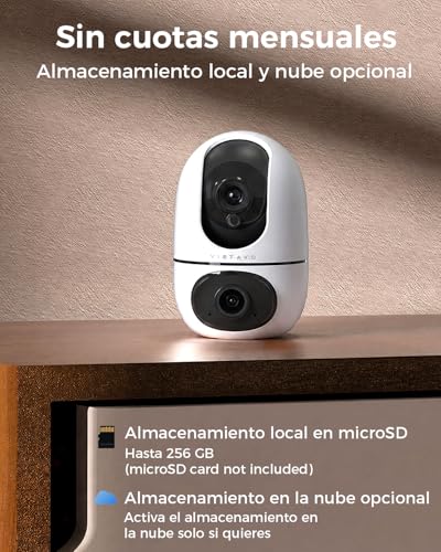 VIRTAVO XD1 Indoor WiFi Surveillance Camera 1080P Dual Lens, 2 Views in 1 Screen, Night Vision, Smart Tracking, Two-Way Audio, PTZ 360° for Baby/Pets/Home Security