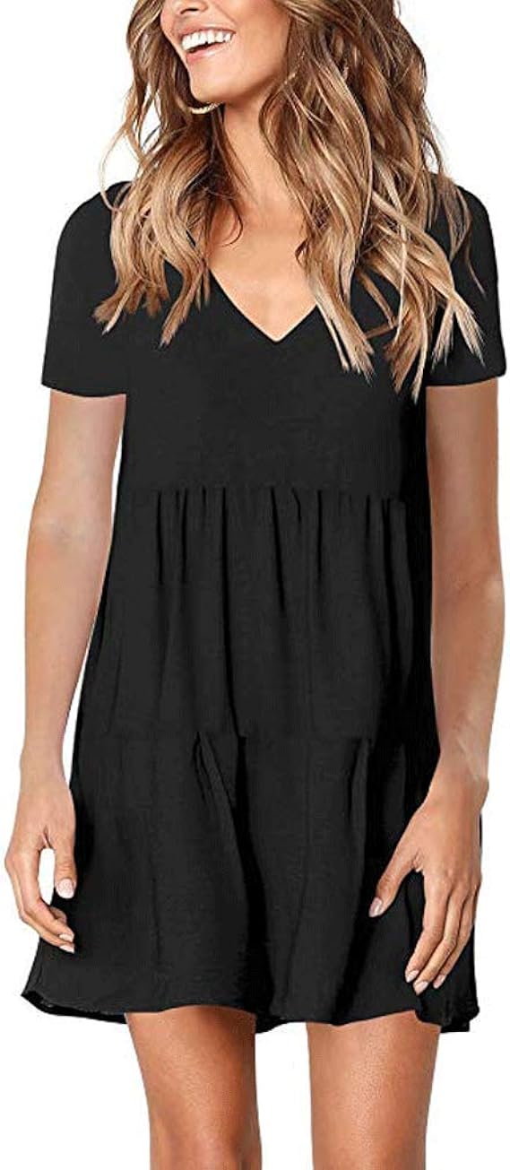 black short sleeve shift dress