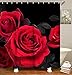 LIVILAN Red Shower Curtain for Bathroom Rose Shower Curtain Black and Red Shower Curtains Red Rose Shower Curtain with Hooks Black Floral Flower Decorative Pretty Valentine Gift, 72