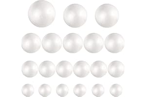 Ayfjovs Foam Balls for Craft, 20 Pieces 5 Sizes White Foam Balls, Polystyrene Balls for DIY Art and Crafts, Christmas Party Decoration, and School Projects