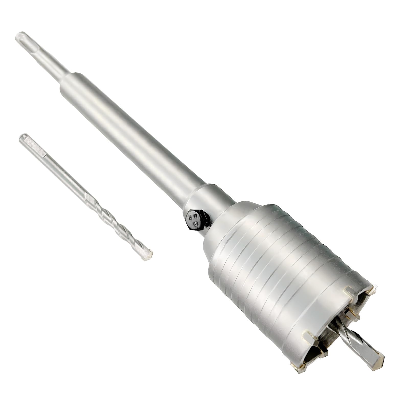 Photo 1 of 2" Concrete Hole Saw, 50mm Tungsten Steel Core Bit for Cinder Block, Brick, Rock, Plank Walls for Pipes or mini Split Lines, with SDS Plus Shank and 2 Center Positioning Drill Bits.