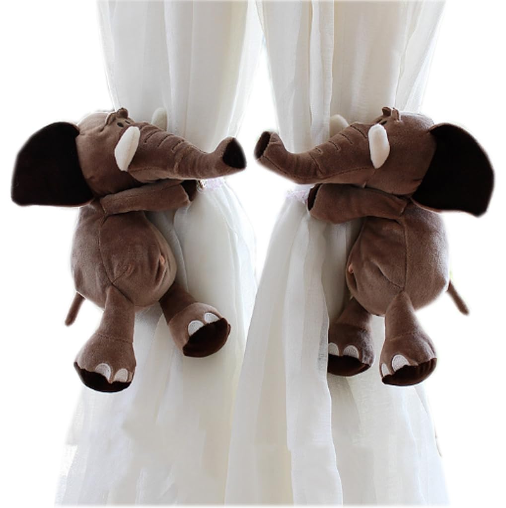 Decorative Curtain Tiebacks Elastic Fasterner Cartoon Animated Figure Curtain Holdbacks Clips Curtain Rope Tie Back, Elephant