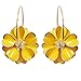 Navachi 18k Gold Plated Yellow Enamel Flower Crystal Az2817e Hoop Earrings(dia. 3cm)