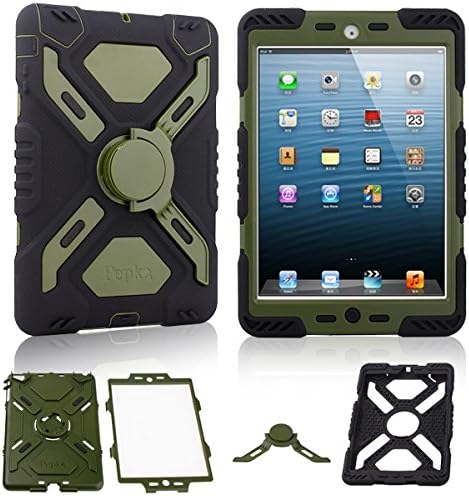 Pepk iPad mini case,Multi Function Silicone Shockproof Dustproof Rugged Case Cover for Apple iPad Mini & iPad Mini 2 & iPad Mini3(Black&Green)