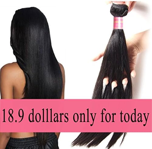 Jolia Brazilian Straight Hair One Bundle Deal Nautral Black 7A 100% Unprocessed Virgin Human Hair Weave Extensions Brazilian Hair Can be Dyed and Bleached (14 inch)