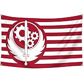 Konern Brotherhood of Steel Fallout Red Flag Banner 3x5 feet Large Flag(Bright & Vibrant 150D Polyester,Brass Grommet)