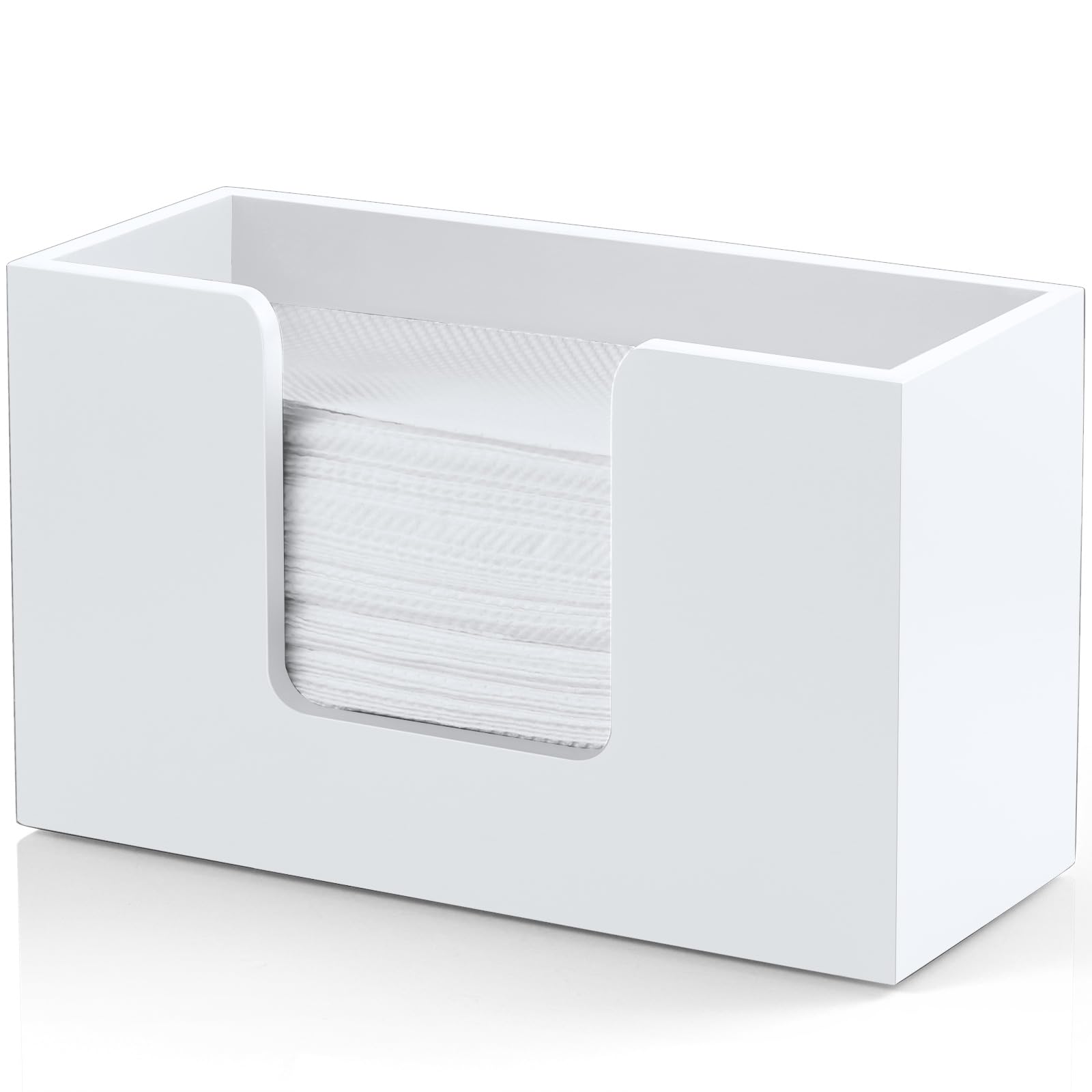 Photo 1 of Paper Towel Dispenser Countertop, Wooden Bathroom Paper Towel Holder, White Napkin Holder for Kitchen, Countertop Multifold C-Fold, Z-Fold, Trifold Paper Hand Towel Dispenser for Bathroom Toilet