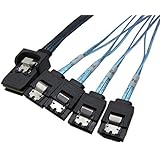 CableDeconn 3FT Internal SFF8087 Mini SAS 36pin Male W/Latch To SATA 7Pin Female (X4) Forward Breakout Cable (G0102)