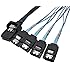 CableDeconn 1M Internal Mini SAS 36pin Male W/ Latch to SATA 7pin Female (x4) Forward Breakout Cable