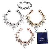 Juanerjie 3 pcs Alloy Nose Hoop Nose Rings Body Piercing Jewelry Non Piercing Hanger Clip On Jewelry