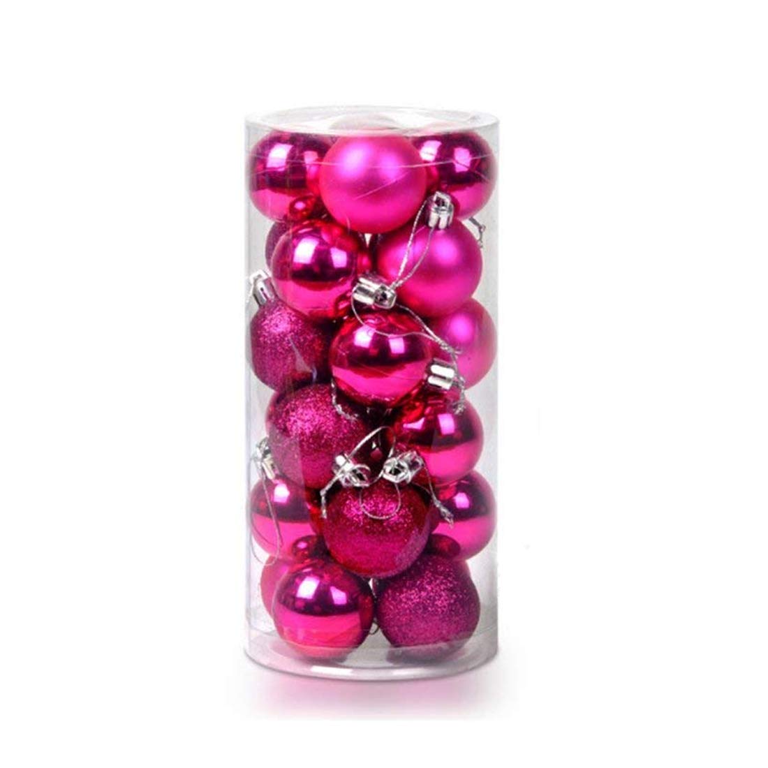 Ectkuee 24pcs Christmas Tree Baubles Red Balls Onaments Shatterproof Decorations by Art Beauty,Wedding Decoration (40mm-Rose)
