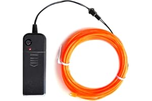 dobestyou Orange EL Wire -5m Glow-in-The-Dark Electroluminescent Wire with Controller, Waterproof Flexible Light Strip for Halloween Costumes, Cosplay, Rave Parties & DIY Nighttime Decorations