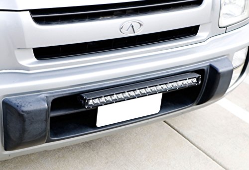 iJDMTOY Miniature Front Bumper License Plate Mount Bracket Holder For Off-Road Lights, LED Work Lamps, LED Lighting Bars, etc (Black Finish)