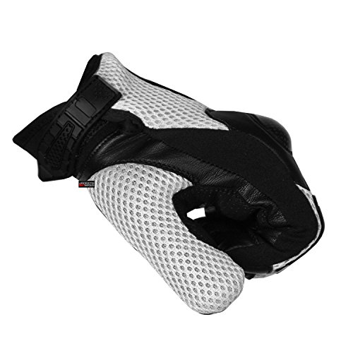 New Men Short Motorcycle Leather Mesh Gloves White Carbon Fiber XXL