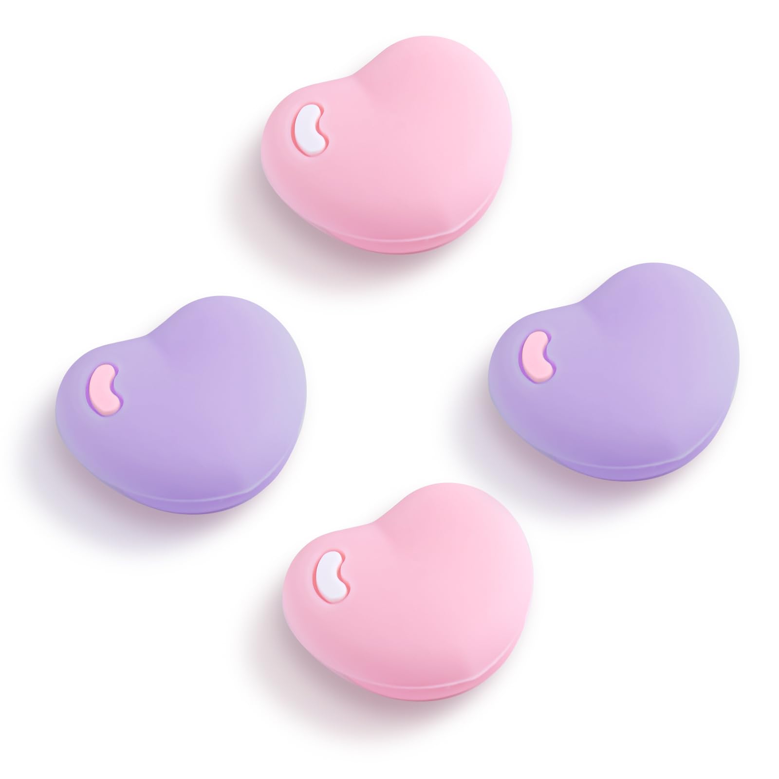 NANANINO Silicone Joycon Thumb Grip Caps, Soft Joystick Cover Caps Compatible with Nintendo Switch/OLED/Switch Lite, 4PCS - Pink and Purple Heart