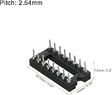 sourcing map 16 Pin DIP IC Socket Connector 2.54mm Pitch Dual Row Round Pins 20 view 2