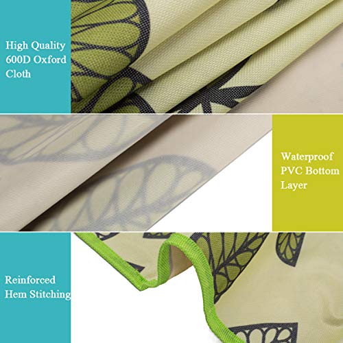 ADRIMER Large Picnic Blanket 77" x 79", Outdoor Waterproof Picnic Mat, Portable Beach Blanket for Family, Beach, Park, Camping, Hiking, Green Leaf