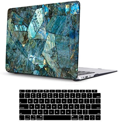 MacBook Air 13 Inch Case 2018 Release New Version A1932 Retina Display & Touch ID, Sumplee Hard Shell Protective Case with Keyboard Cover Compatible for MacBook Air 13 Inch (Green Marble)