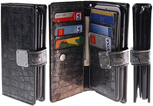 [Shine Grey] [Dual Wallet] [6 Card Slot,3 Bill Slot] [Wristlet] PU Leather TPU Bumper Clutch Case [Drop Protection] For LG V10