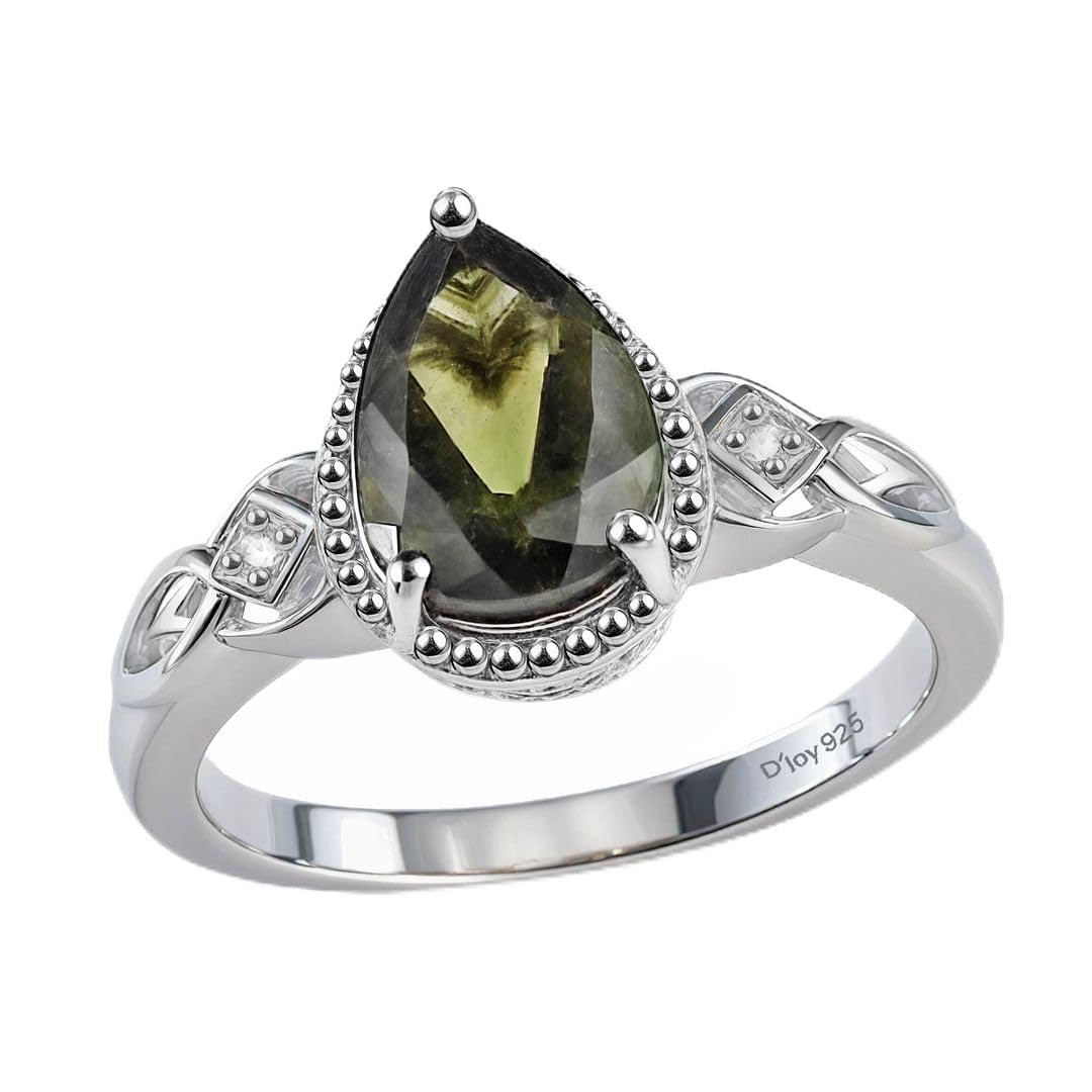 Birthstone Rings for Women Sterling Silver Jewelry Moldavite