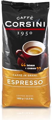 Cafè Corsini Espresso en grano, 1kg. Selección de granos de café para una mezcla de sabor intenso y cremoso