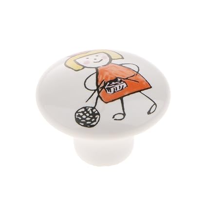 Evalue Knit Girl Pattern Ceramic Knobs Door Handle Cabinet Drawer Cupboard Pull
