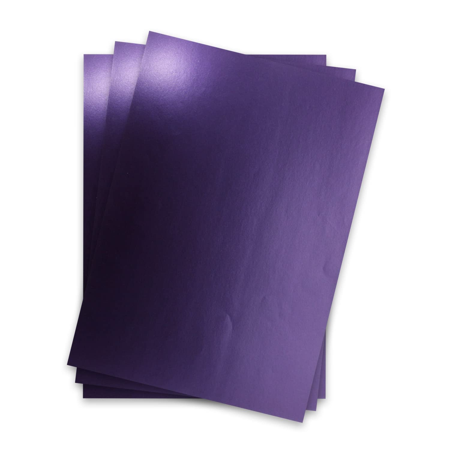 Metallic paper DIN A4 21.0 x 29.7 cm - Purple Metallic - 15 pieces - glossy craft paper 90 g m² - White back - for invitations, weddings — image 1