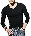 Sunshine Code Men's Seamless V-Neck Slim Fit Long Sleeve T-Shirt Undershirt Base Layer Top for Muscular Build, L, Black