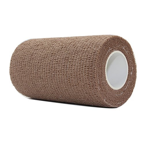 COMOmed Self Adherent Cohesive Bandage Latex FDA Approved 4"x5 Yards First Aid Ace Bandages Stretch Sport Wrap Athletic Tape for Wrist Ankle Sprain and Swelling,Brown(12 rolls)