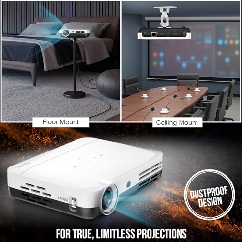 Boss Projector 4K S7 | 7000 Lumens, 3D Android Smart Projector - 3840x2160 Resolution, Free Projector Screen, Free Mount, 300" Display, Bluetooth & Wi-Fi - Home Theater
