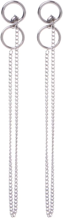 Chiic 1 Pair of Women's Titanium Tassel Drop Earrings Korean Jewellery Kpop