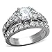 Marimor Jewelry His and Her 3 Piece Stainless Steel 2.50 Carat Cubic Zirconia Bridal Set and Men's Wedding Band