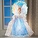 Collections Etc Fiber Optic Winter Angel Christmas Tabletop Figurine Decoration with White Lace Gown and Color Changing Wings